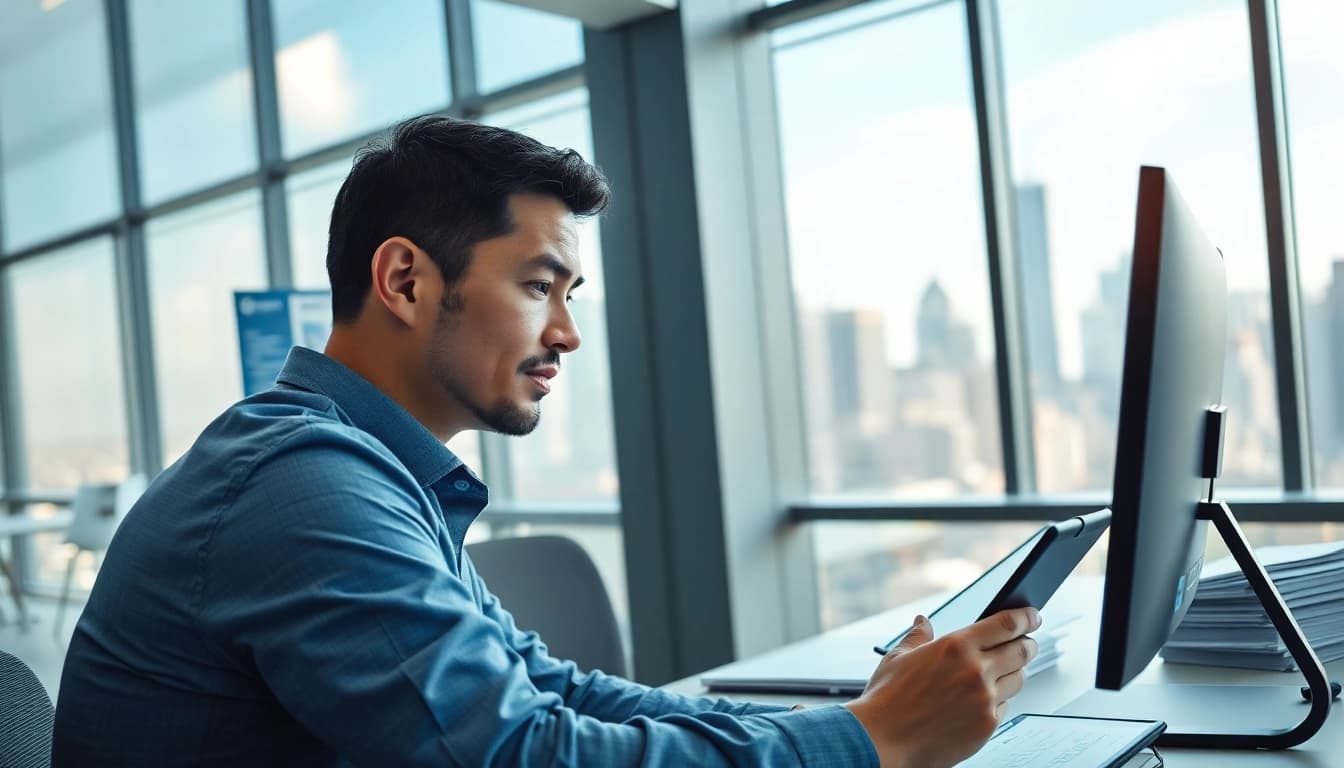 Scrape linkedin and sales navigator leads using a data analyst observing insights on a computer.
