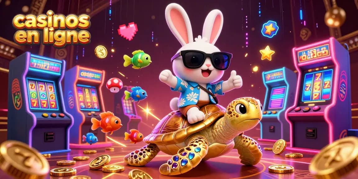Interagissez avec les casinos en ligne et explorez des éléments de jeu vibrants dans cette illustration 3D dynamique.