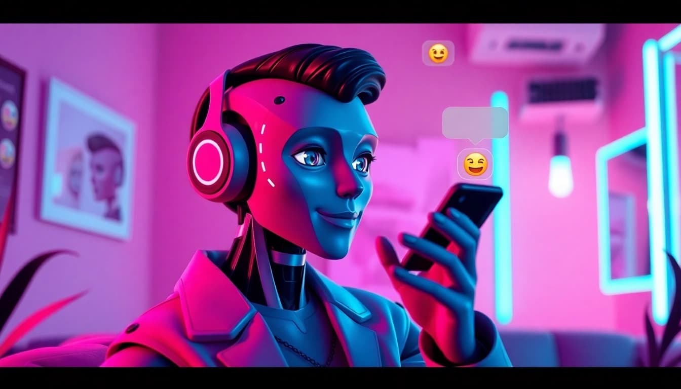 Engaging NSFW AI chat character in a vibrant digital atmosphere with interactive elements.