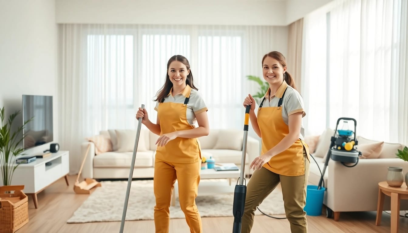 Efficient cleaning service team ensuring a spotless home environment with professional methods.