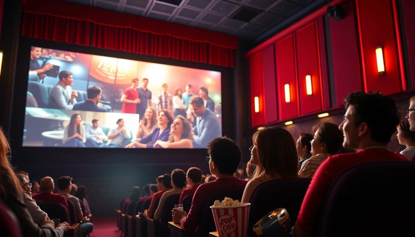 ดูหนังออนไลน์ฟรี ในโรงหนังที่สวยงามมีผู้ชมที่มีความสุข