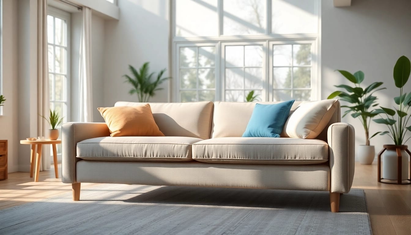 Experience comfort with a modern sofa bed UK set in a cozy living room.