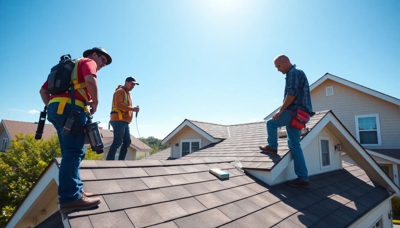 Trustworthy team providing reliable roofing services on a residential home.