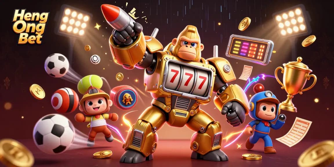 Engage in thrilling gameplay with Heng Ong Bet's vibrant casino illustration showcasing dynamic gaming elements.