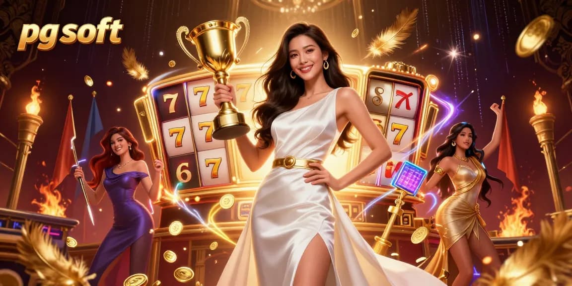 Experience pg soft's thrilling slot games with golden trophies and immersive casino elements.