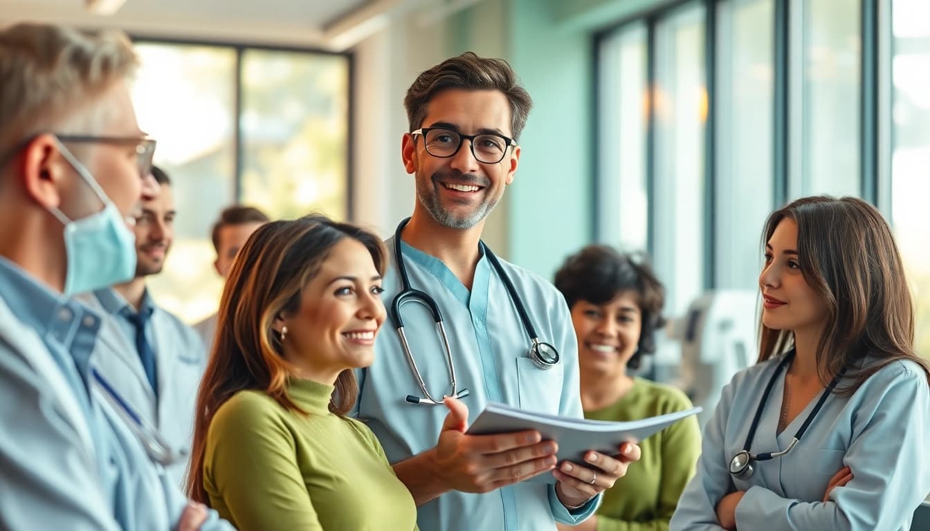 Enhance your health journey with a diverse group discussing wellness in a clinic setting.