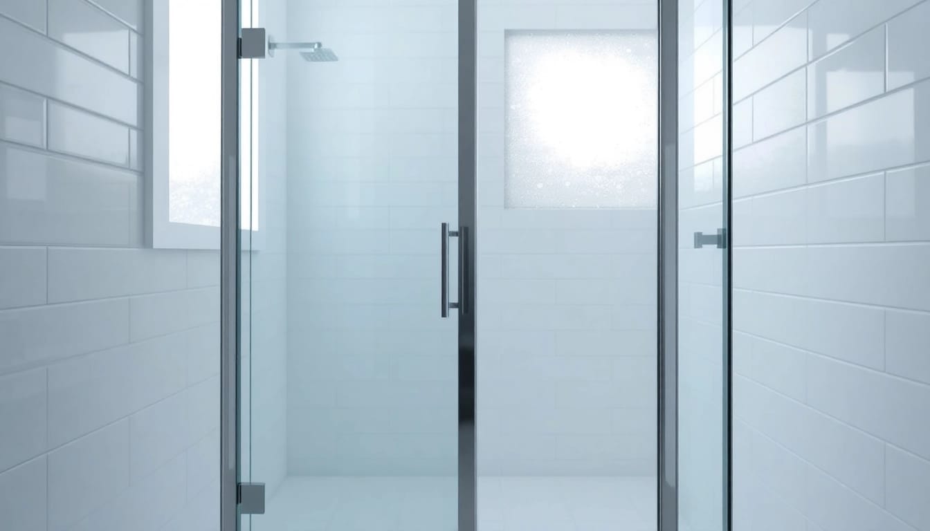 View of a stylish shower screen door presenting modern elegance and clarity in a chic bathroom.