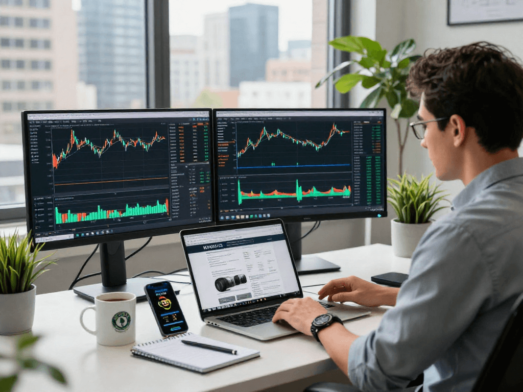 Interactive TradingView workspace with live charts and financial news updates