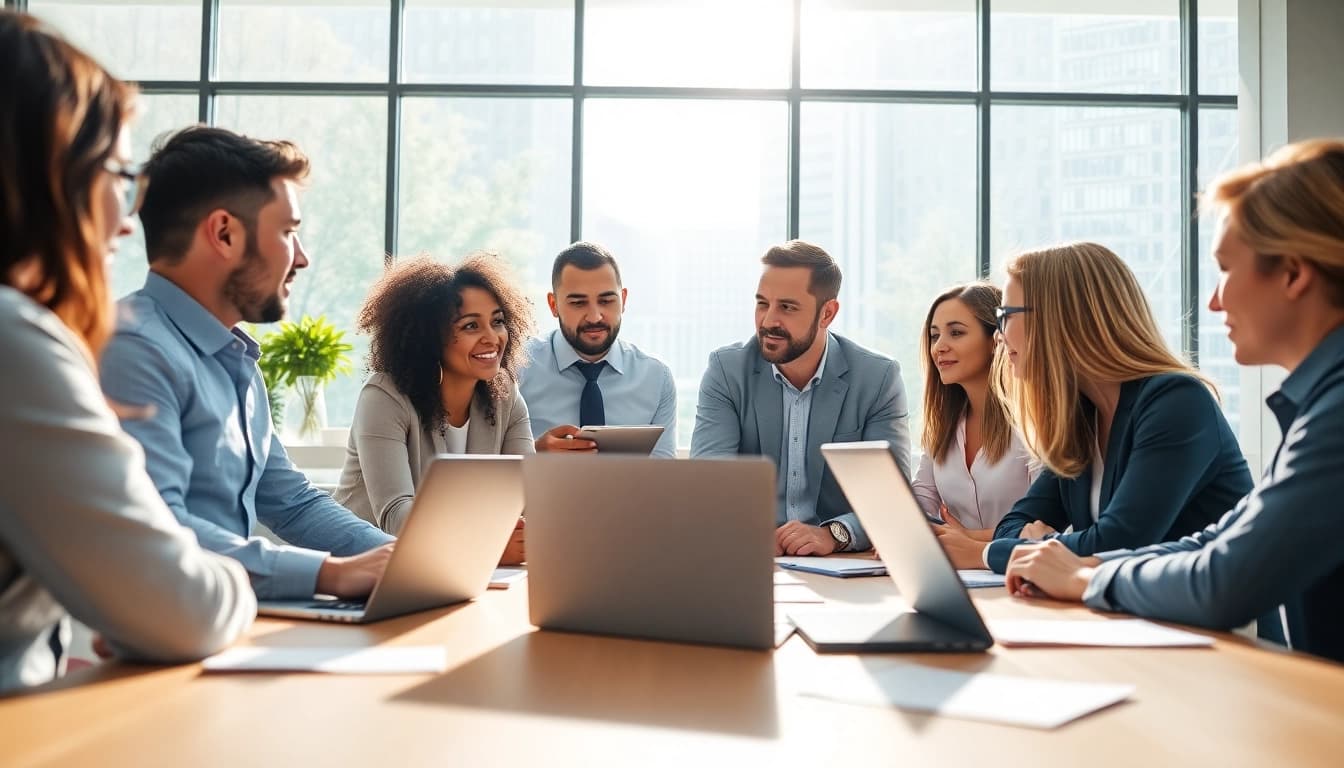 Marketingberatung in einem modernen Büro mit einem kreativen Team.