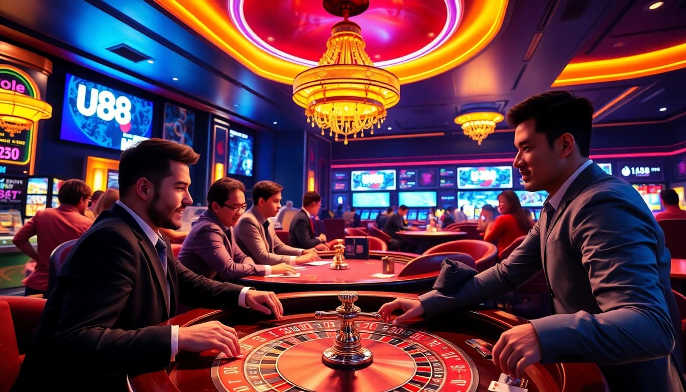UU88 casino gaming experience with players enjoying vibrant games in a luxurious setting.