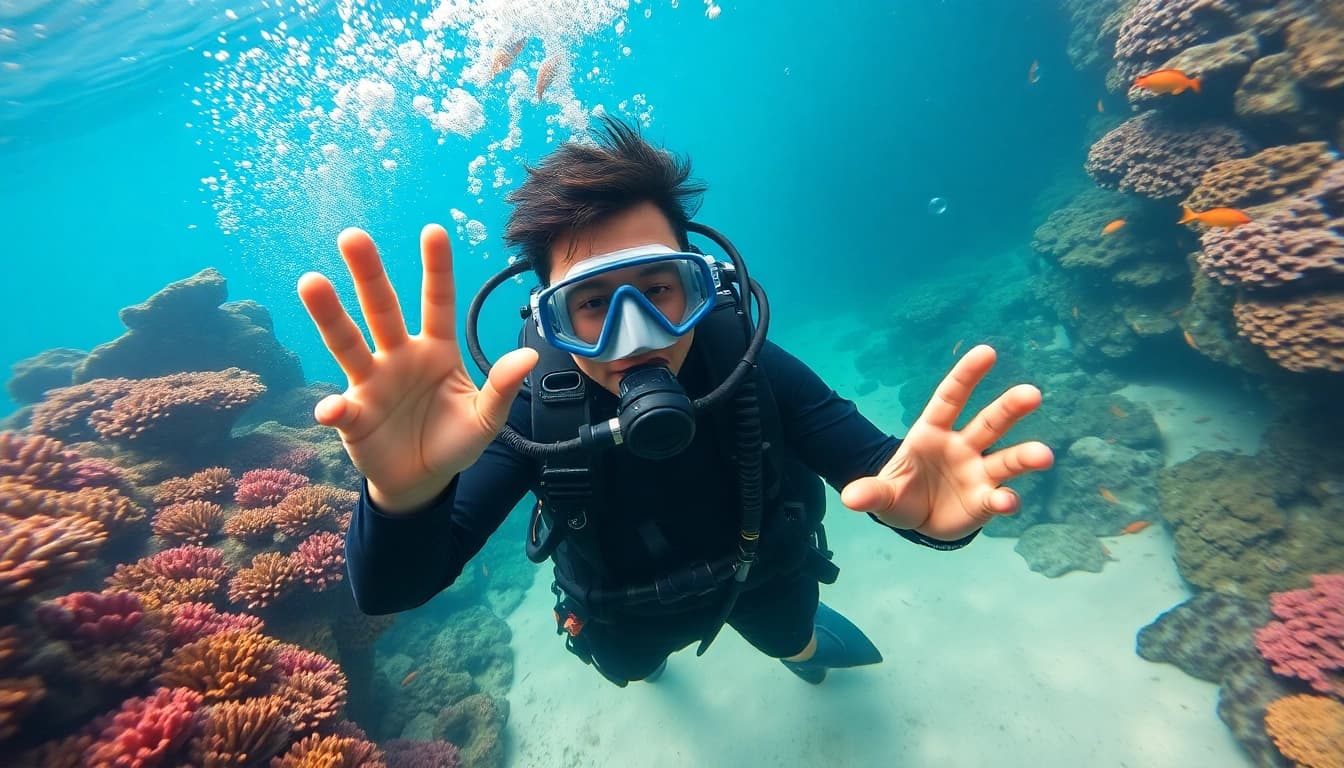 Praktische Anleitung für den SSI Open Water Diver Kurs unter Wasser mit bunten Korallen.