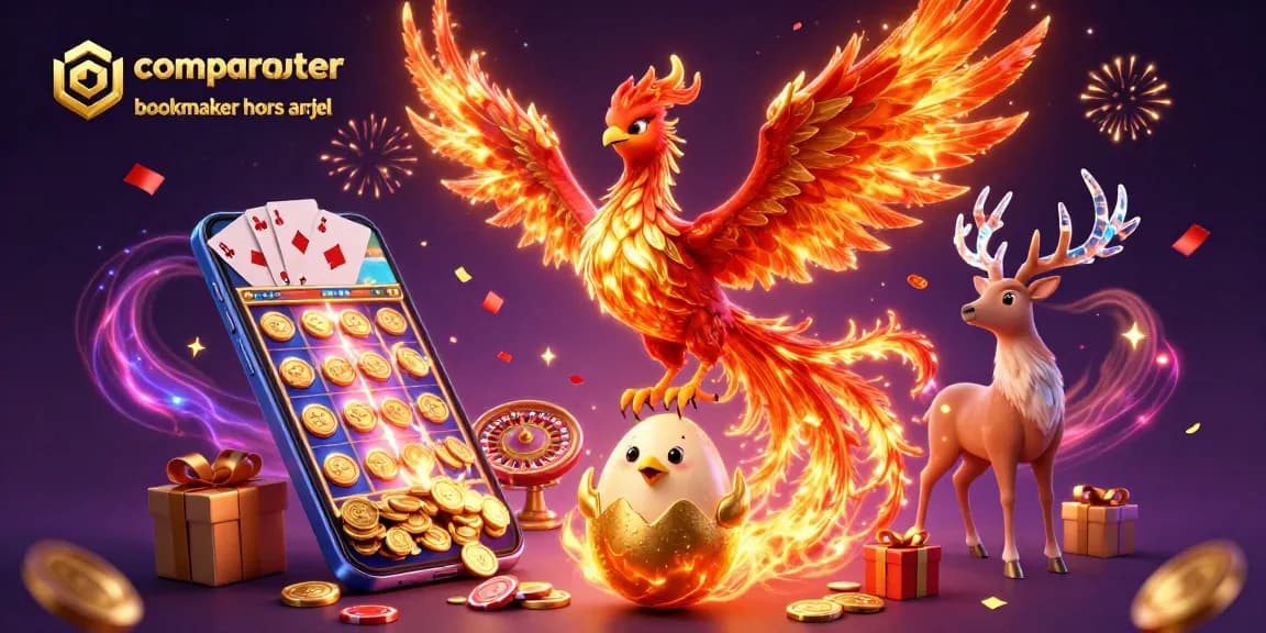 Comparer les bookmakers hors ARJEL avec un phoenix et un smartphone de jeu coloré
