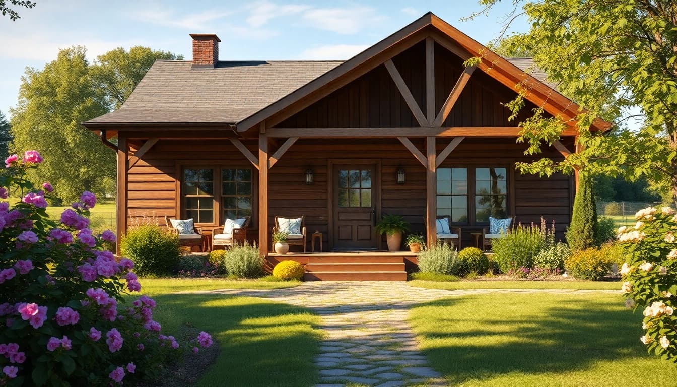 Captivating view of the Canton Farmhouse nestled in nature with inviting rustic architecture.