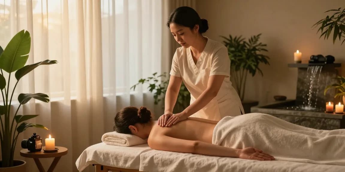 Swedish massage session at makangs.com/region/국내/서울-/마사지-스웨디시, highlighting a peaceful spa atmosphere