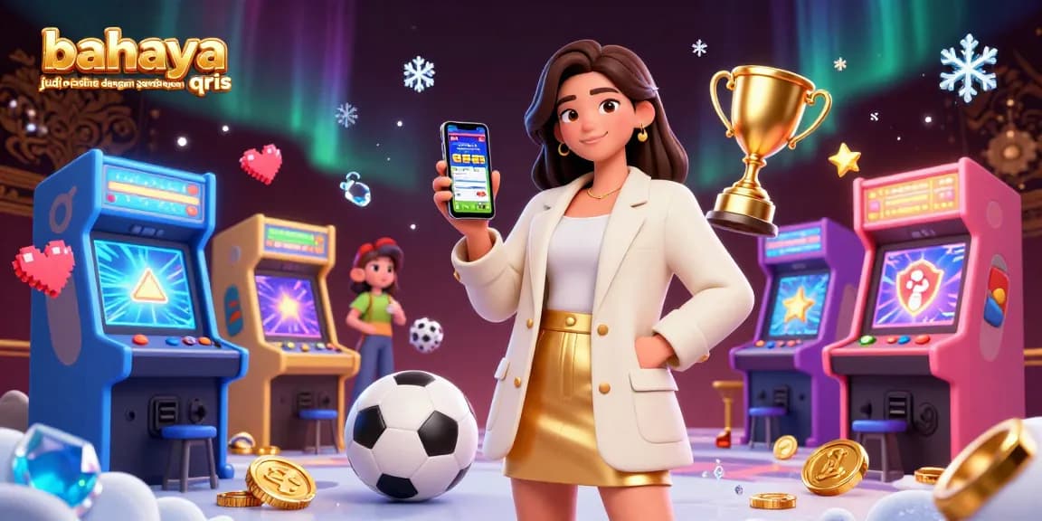 Engage with the dangers of online gambling through QRIS payment methods illustrated in a vibrant casino setting.