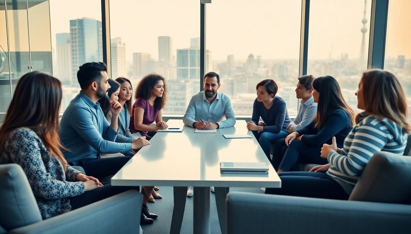 Engage with a professional business coaching service in a collaborative office environment.