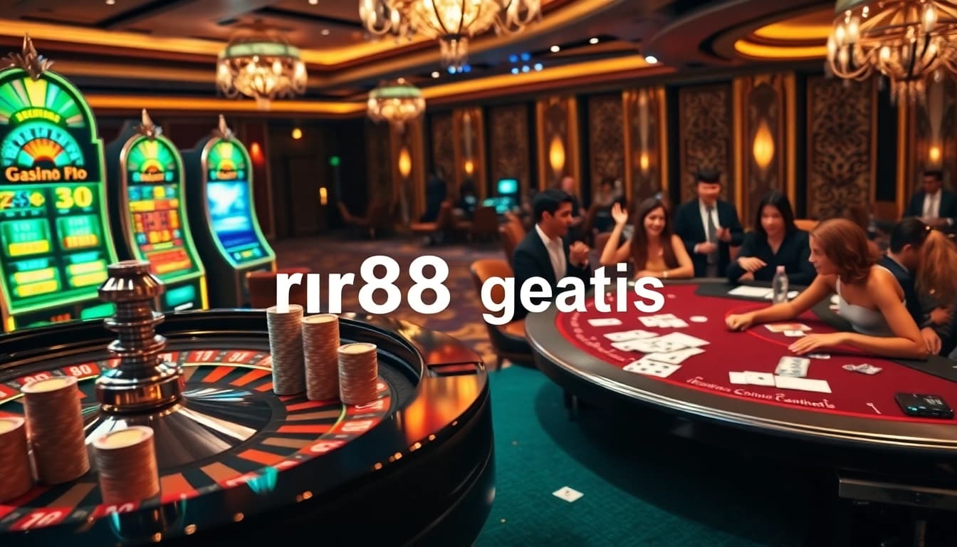 Players enjoying exciting games at rr88 gratis casino, showcasing thrilling roulette and poker tables.