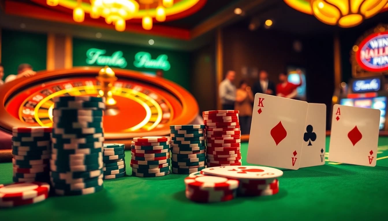 Experience the thrilling atmosphere of nk88 gaming with a winning poker hand and roulette excitement.