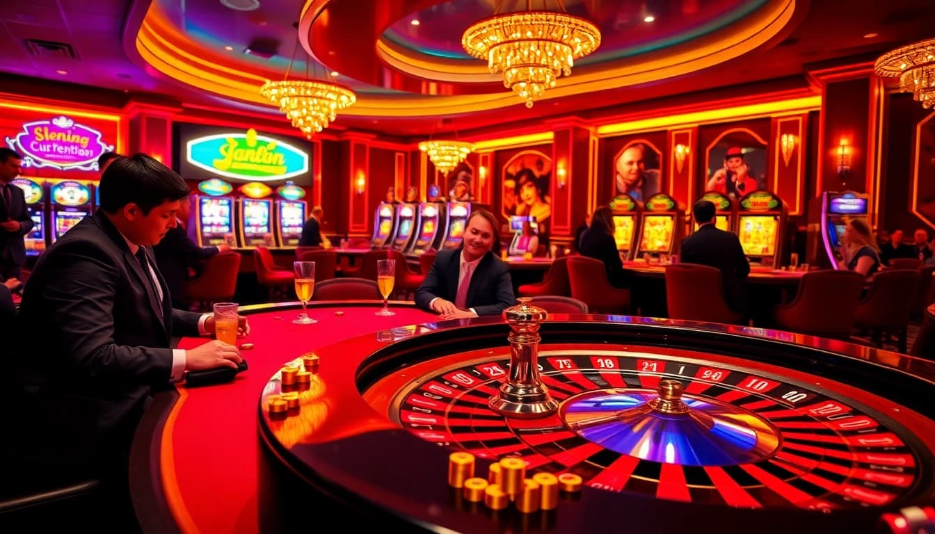 Experience the thrill of sex games ai with a vibrant casino scene of poker and roulette action.