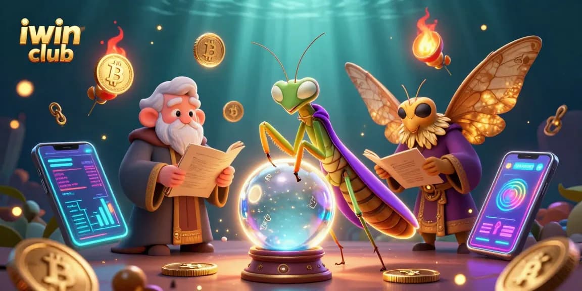 Experience the vibrant iwin club scene with a magical fortune teller and dazzling game elements.