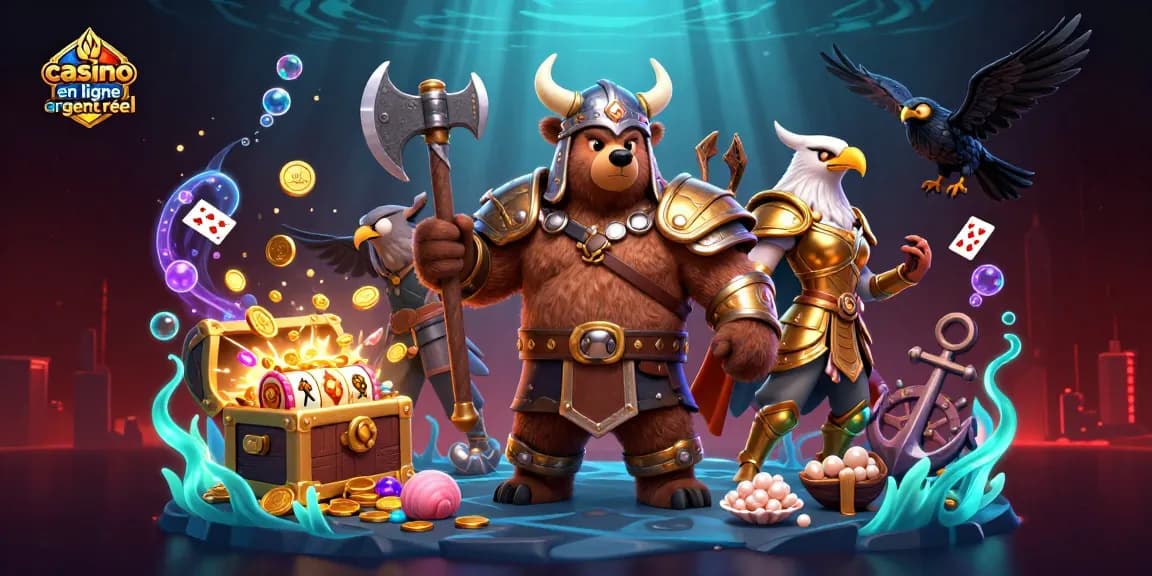 Découvrez un gameplay de casino dynamique avec des visuels énergiques dans une illustration vibrante de casino en ligne argent réel.