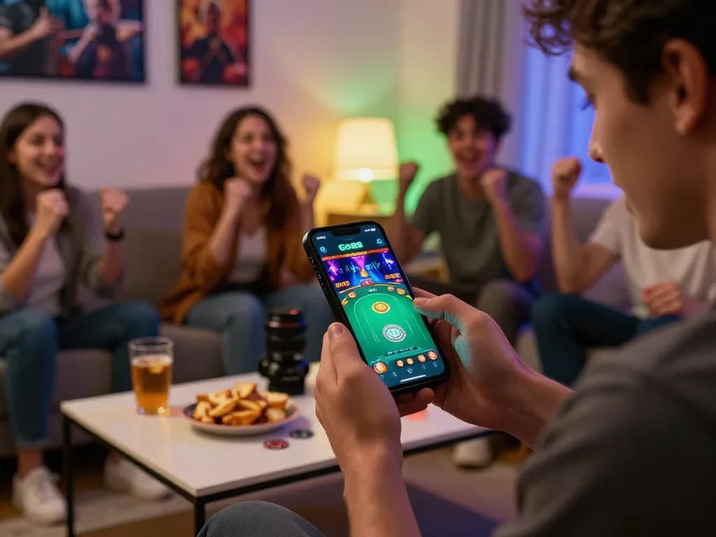 Player enjoying the Go88 gaming app with vibrant graphics and social atmosphere