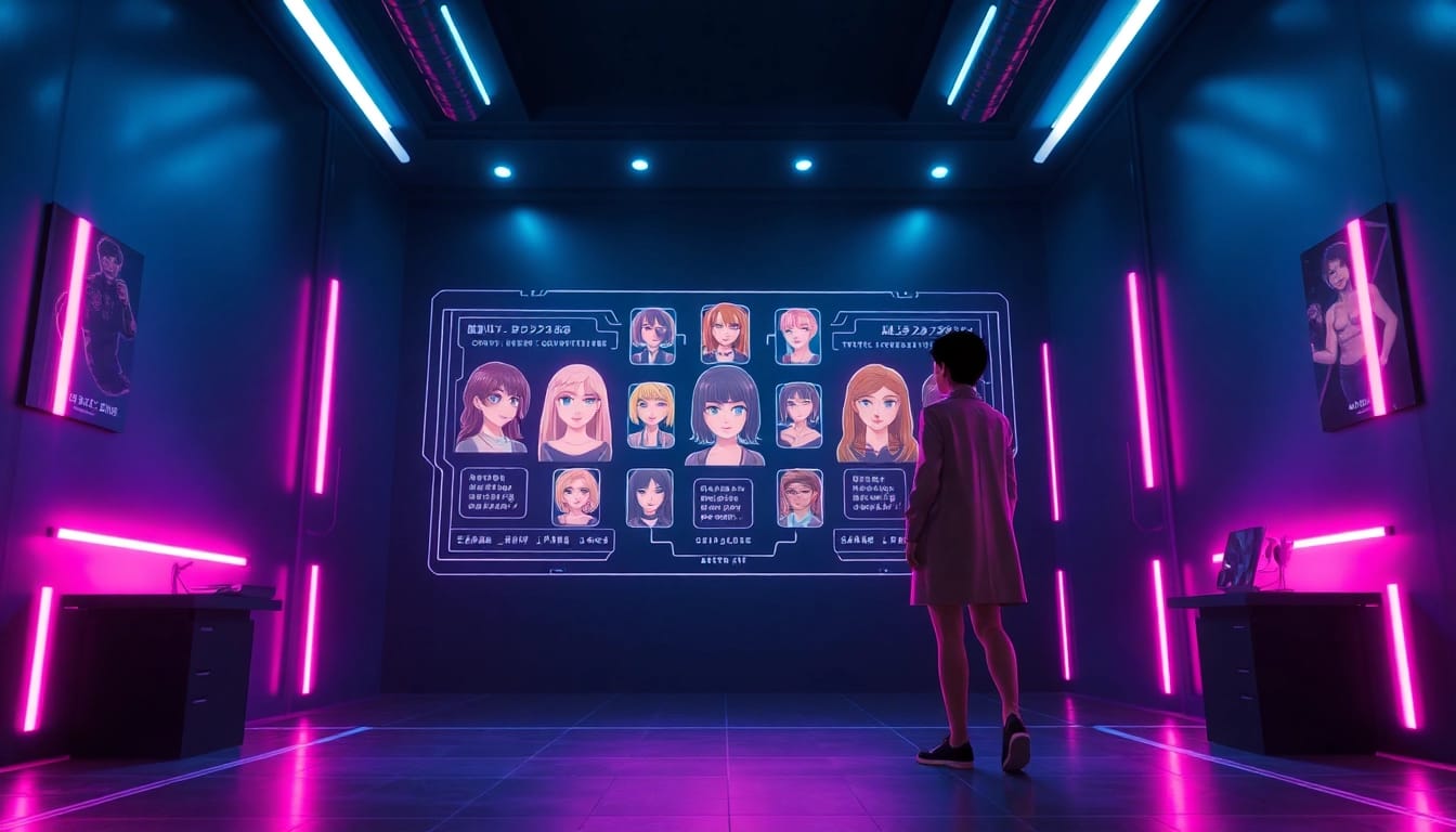 Experience interactive NSFW character AI with customizable avatars in a futuristic setting.