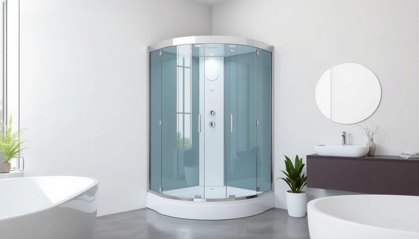 Duschkabine 90x90 komplett im modernen Badezimmer mit eleganten Details.