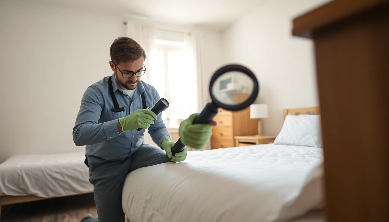 Inspecting for bed bugs in a residence with expert bed bug services near me.