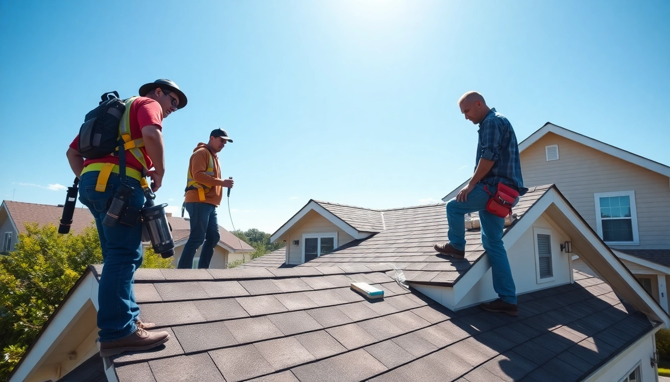 Trustworthy team providing reliable roofing services on a residential home.