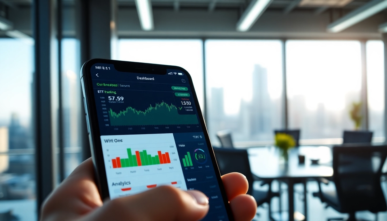 Engaging interface design of a safe ETF trading app In Saudi Arabia showcasing charts and analytics.