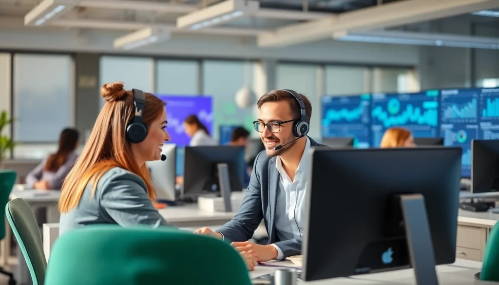 Provide helpdesk support with a diverse team in a modern office setting.