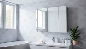 Erleben Sie den eleganten sonni Spiegelschrank mit LED-Beleuchtung in einem stilvollen Badezimmer.