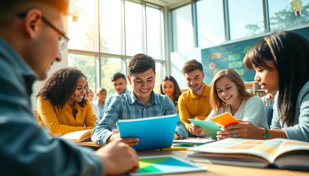 Engaged students collaborating in an interactive classroom setting emphasizing Education.