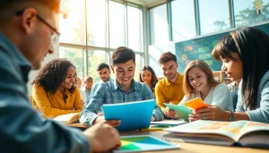 Engaged students collaborating in an interactive classroom setting emphasizing Education.