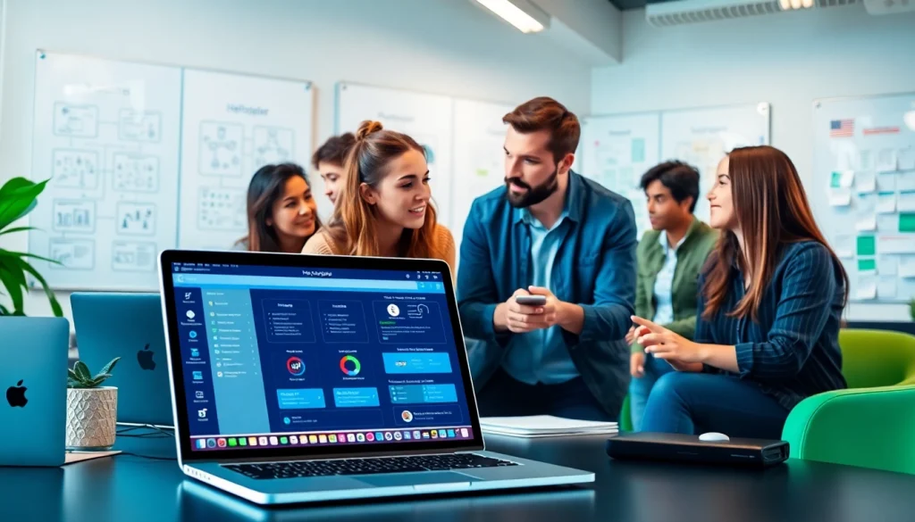 Effective IT Helpdesk Solutions portrayed through a professional team collaboration in a modern office.