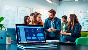 Effective IT Helpdesk Solutions portrayed through a professional team collaboration in a modern office.