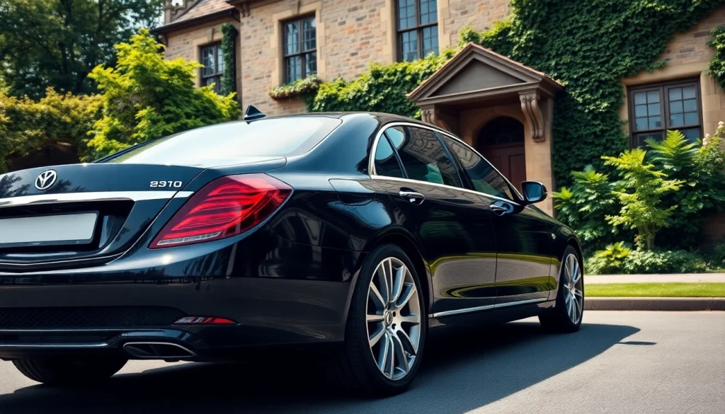 Experience chauffeur hire Nottingham with a luxury sedan in front of a beautiful historic building.