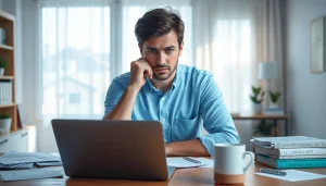 Illustration of an individual experiencing brain fog in a calming workspace.
