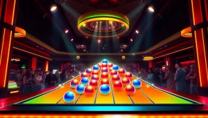 Berhasil memenangkan permainan plink slot dengan bola berwarna cerah di atas papan.