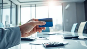 카드깡을 통해 현금을 교환하는 손과 신뢰할 수 있는 사무실 배경을 제공합니다.