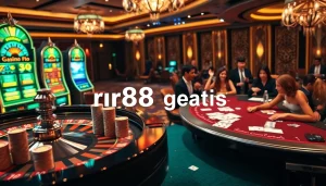 Players enjoying exciting games at rr88 gratis casino, showcasing thrilling roulette and poker tables.