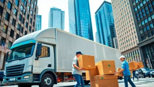 Efficient moving company Vancouver truck assisting in a city move with professional movers.