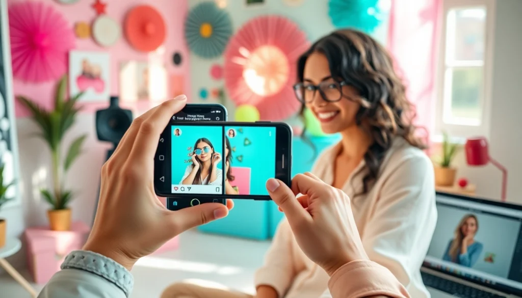 Engaging influencer demonstrating how to monetize instagram stories link using vibrant tools and a smartphone.