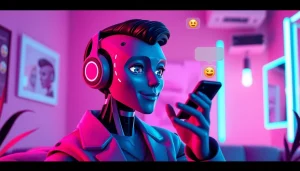 Engaging NSFW AI chat character in a vibrant digital atmosphere with interactive elements.