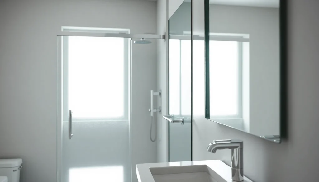 Installing sunney shower doors in a sleek, modern bathroom with elegant fixtures.