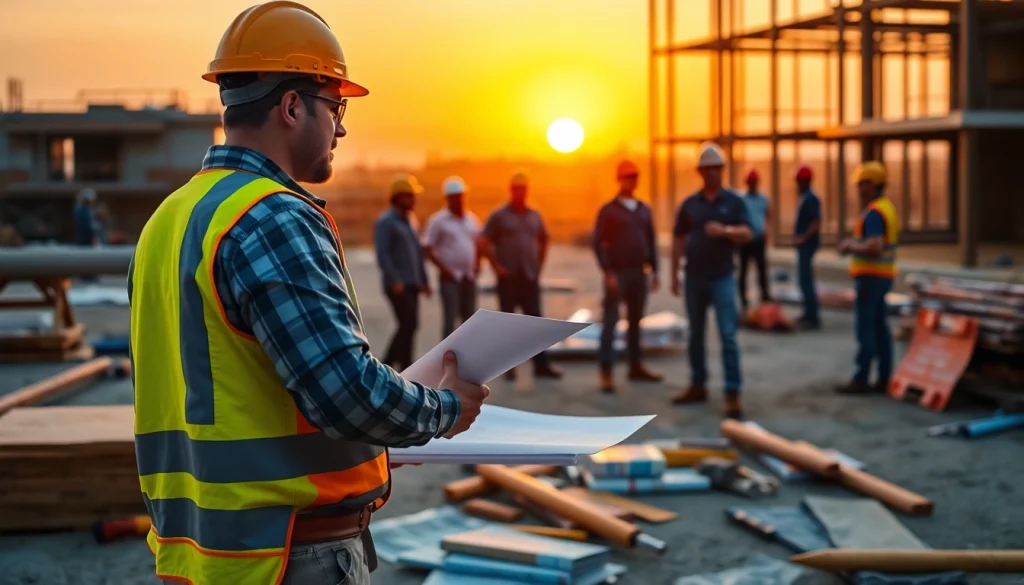 Southern California contractors association leading a diverse team at a construction site.