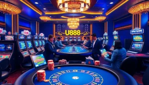 Experience thrilling betting at U888 casino with vibrant table games and slot machines.