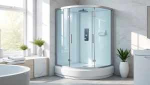 Erleben Sie die elegante duschkabine 100x100 in einem modernen Badezimmerdesign mit stilvollen Details.