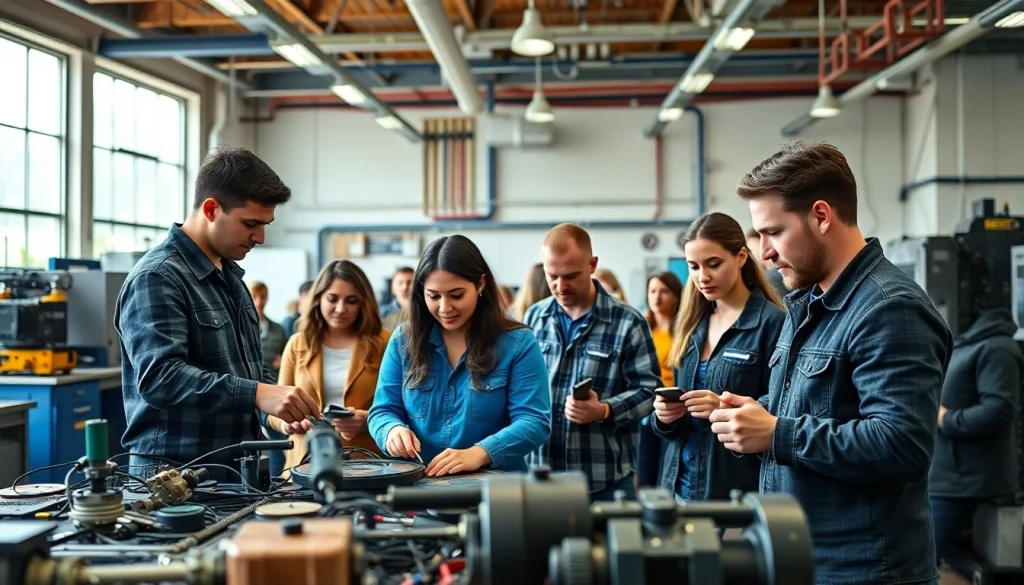 Students training at a Trade School Knoxville TN, engaging in hands-on learning with modern tools.